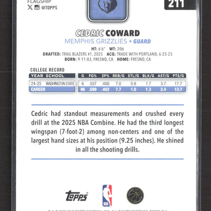 2025 Topps Flagship Cedric Coward #211 RC Rainbow Foil