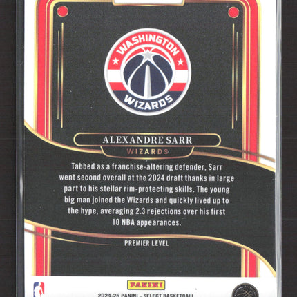 2025 Panini Select Prizm Alexandre Sarr #185 Premier Level RC Silver