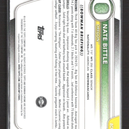 2025 Bowman Chrome University Nate Bittle #BCP-88 Mini Diamond
