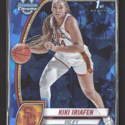 2024 Topps Bowman Chrome University Kiki Iriafen #47 Blue Sapphire