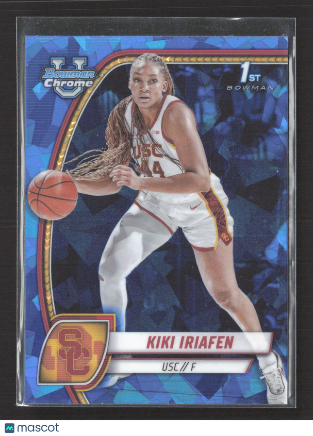 2024 Topps Bowman Chrome University Kiki Iriafen #47 Blue Sapphire