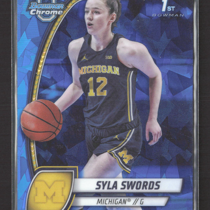 2025 Bowman Chrome University Syla Swords #65 Blue Sapphire 1st Bowman