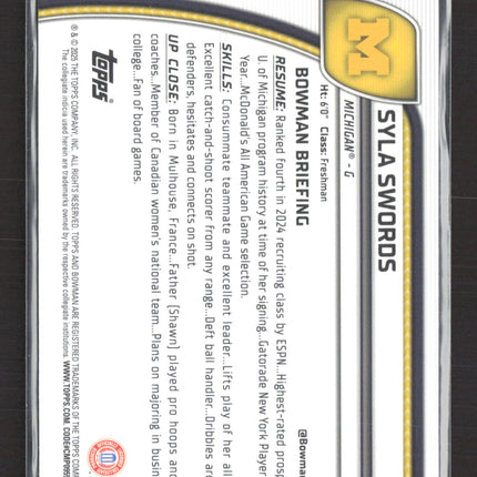 2025 Bowman Chrome University Syla Swords #65 Blue Sapphire 1st Bowman