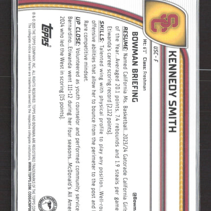 2024 Topps Bowman Chrome University Kennedy Smith #44 Blue Sapphire