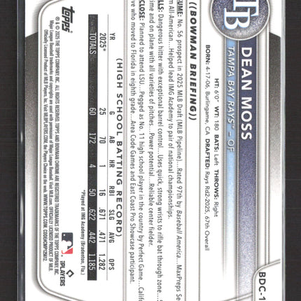 2025 Bowman Draft Chrome Dean Moss #BDC-114 Blue Sapphire