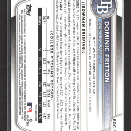 2025 Bowman Chrome Sapphire Edition Dominic Fritton #BDC-189