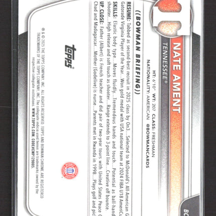 2025 Bowman Chrome University Nate Ament #BCP-5 Mojo Refractor