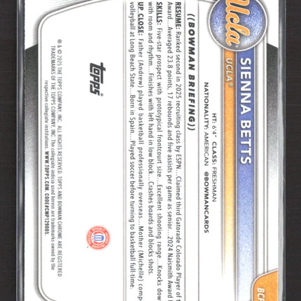 2025 Bowman Chrome University Sienna Betts #BCP-13 Reptilian
