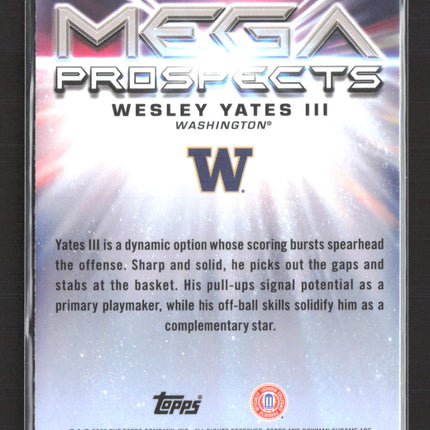 2025 Bowman Chrome University Mega Prospects Wesley Yates III Mojo Refractor