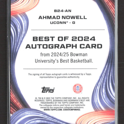 2025 Bowman University Best Basketball Ahmad Nowell #B24-AN Orange Auto /25