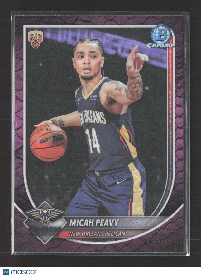 2025 Bowman Chrome University Micah Peavy #BCV-41 Purple Refractor RC /199