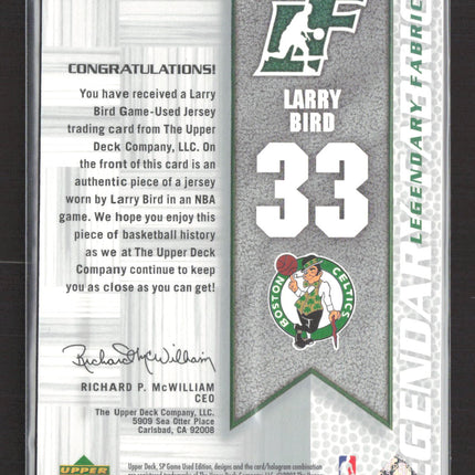 2003 Upper Deck SP Game Used Legendary Fabrics Larry Bird #LB-L Game-Used Jersey