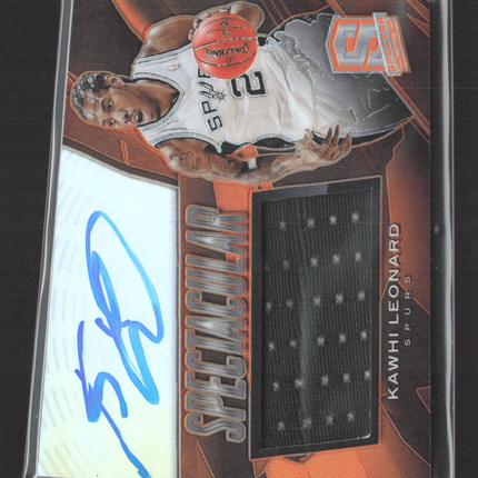 2014 Panini Spectra Spectacular Swatches Kawhi Leonard #19 Orange 09/20 Auto
