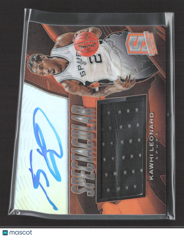 2014 Panini Spectra Spectacular Swatches Kawhi Leonard #19 Orange 09/20 Auto