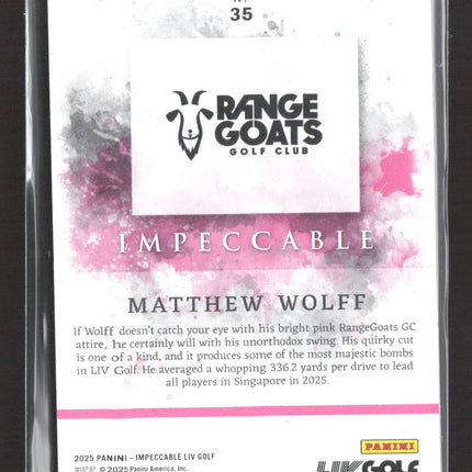 2025 Panini Impeccable LIV Golf Matthew Wolff #35 /5