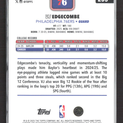 2025 Topps Chrome VJ Edgecombe #253 RC