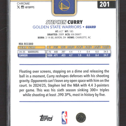 2025 Topps Chrome Stephen Curry #201 Blue Prizm