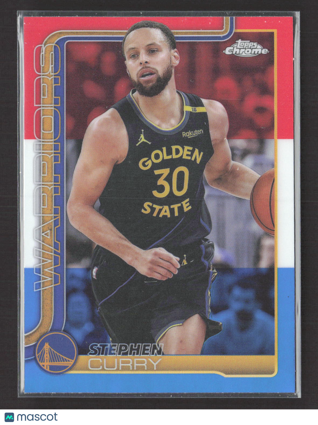 2025 Topps Chrome Stephen Curry #201 Red white Blue