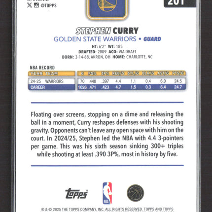 2025 Topps Chrome Stephen Curry #201 Red white Blue