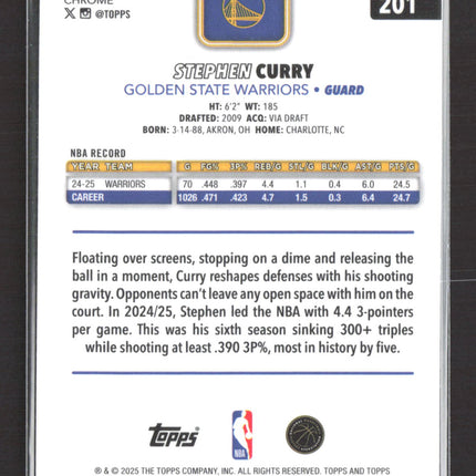 2025 Topps Chrome Stephen Curry #201 X-Fractor