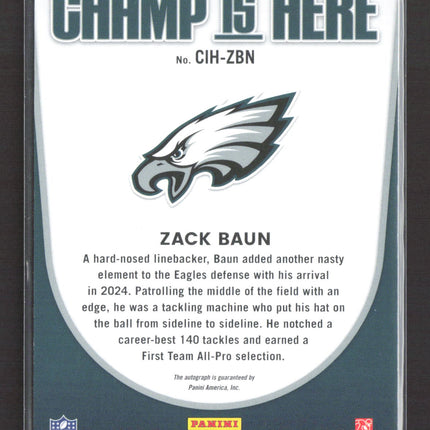2025 Panini Donruss Champ Is Here Zack Baun #CIH-ZBN 48/49 Auto