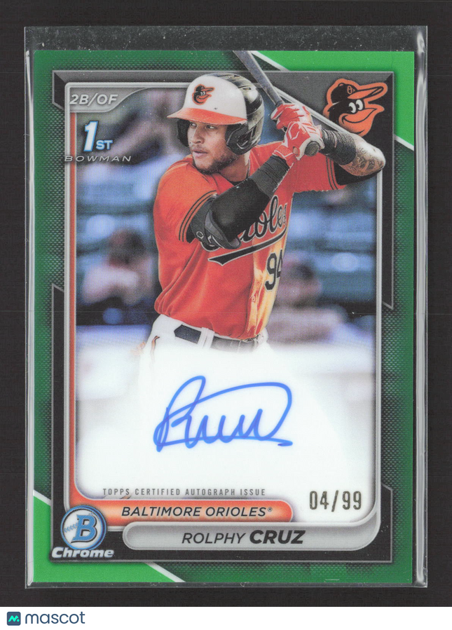 2024 Bowman Chrome Rolphy Cruz #CPA-RC Green Refractor 04/99 Auto