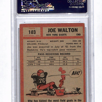 1962 Topps Joe Walton #103 Auto Psa Authentic