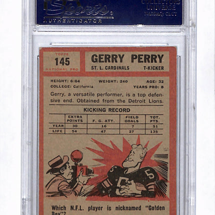 1962 Topps Gerry Perry #145 Auto Psa 10
