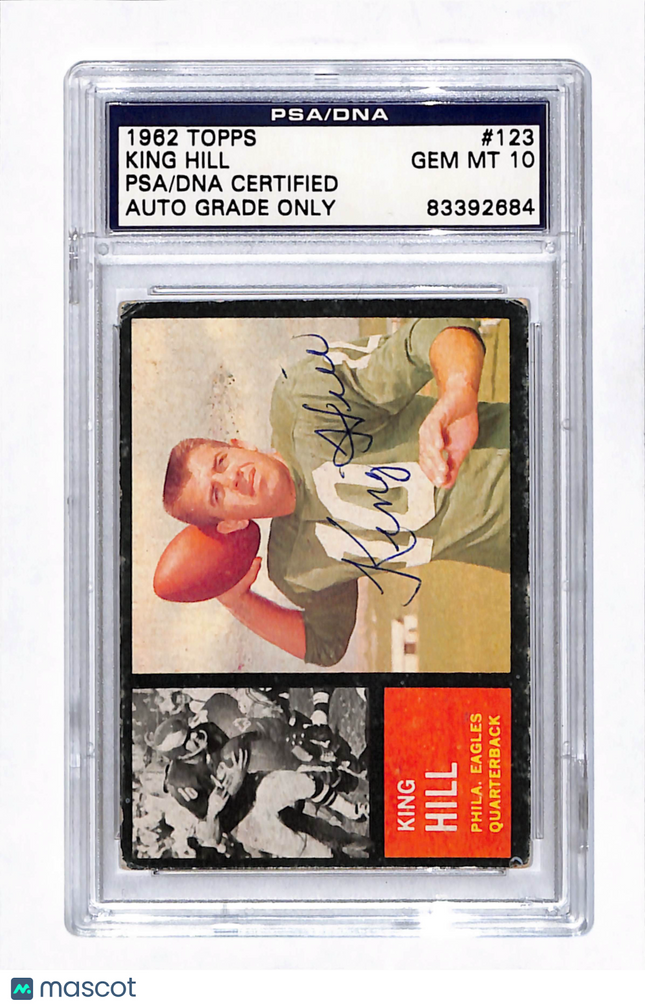 1962 Topps King Hill #123 Auto Psa 10