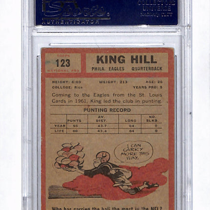 1962 Topps King Hill #123 Auto Psa 10