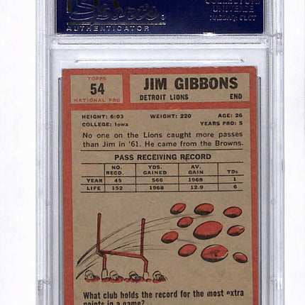 1962 Topps Jim Gibbons #54 Auto Psa 9