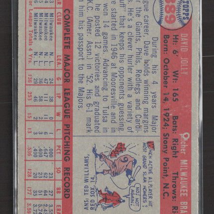 1957 Topps Dave Jolly #389