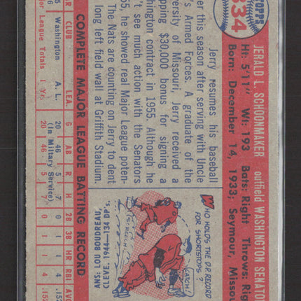 1957 Topps Jerry Schoonmaker #334