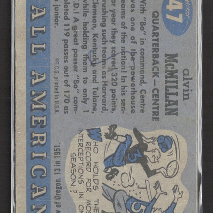 1955 Topps All-American Alvin "Bo" McMillan #47