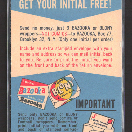 1958 Bazooka Felt Initial Offer Mail-in Offer Card
