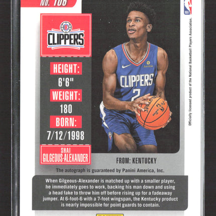 2018 Panini Contenders Rookie Ticket Shai Gilgeous-Alexander #106 Prizm RC Auto