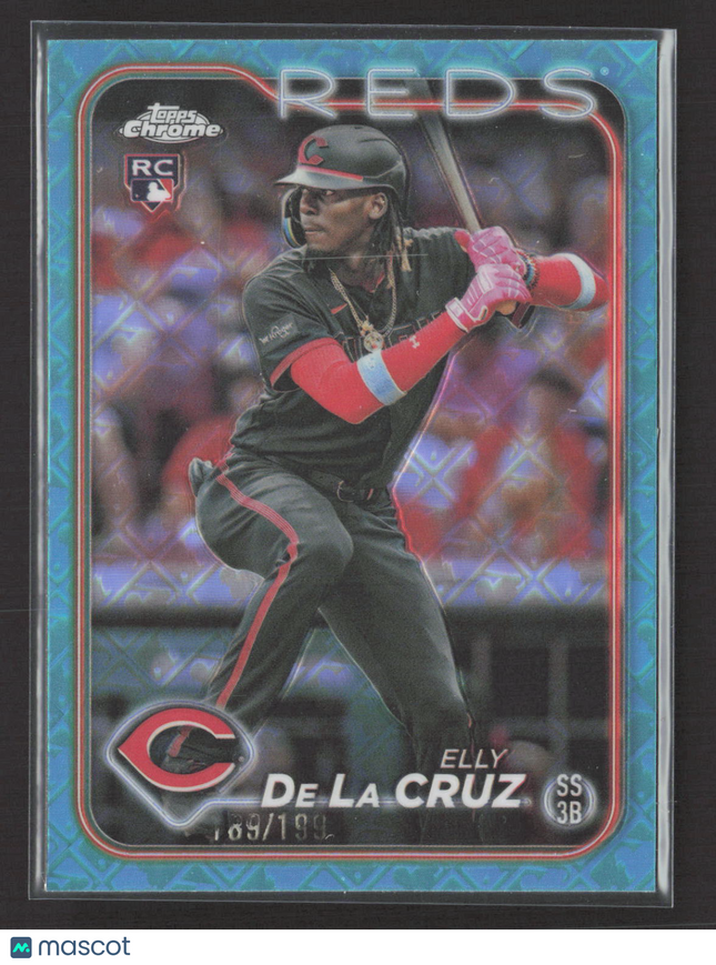 2024 Topps Chrome Elly De La Cruz #44 Aqua Logofractor RC 89/199