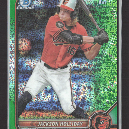 2022 Bowman Chrome Draft Jackson Holliday #BDC-168 Green Speckle Refractor 37/99