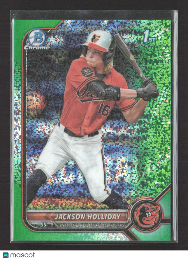2022 Bowman Chrome Draft Jackson Holliday #BDC-168 Green Speckle Refractor 37/99