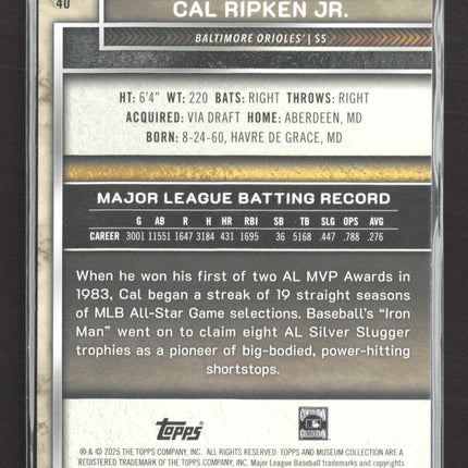 2025 Topps Museum Collection Cal Ripken Jr. #40 Blue 125/150