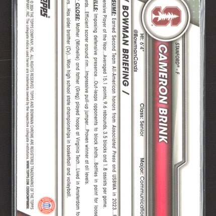 2024 Bowman University Chrome Cameron Brink #75 1st Sapphire