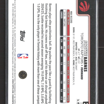 2025 Topps Chrome Scottie Barnes #203 Green Wave 03/39