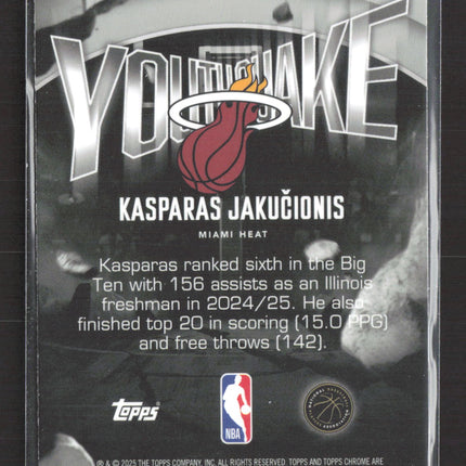 2025 Topps Chrome Youthquake Kasparas Jakučionis #YQ-11 Refractor RC