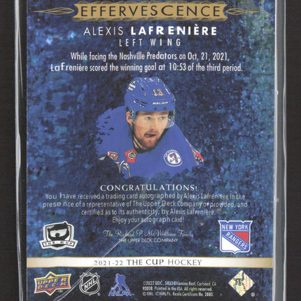 2022 Upper Deck The Cup Effervescence Alexis Lafreniere #EF-AL Auto
