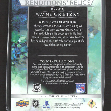 2022 Upper Deck The Cup Renditions Relics Wayne Gretzky #RR-WG Game-used Jersey