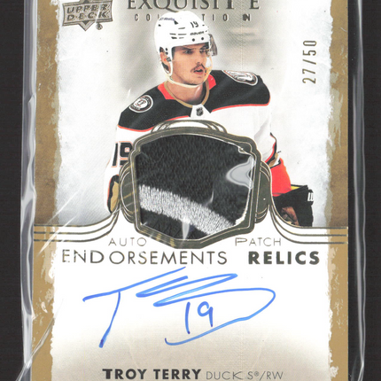 2022 Upper Deck Exquisite Troy Terry #ER-TT Endorsements Relics 27/50 Patch Auto