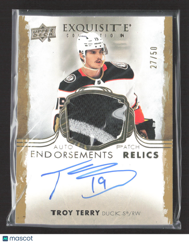 2022 Upper Deck Exquisite Troy Terry #ER-TT Endorsements Relics 27/50 Patch Auto