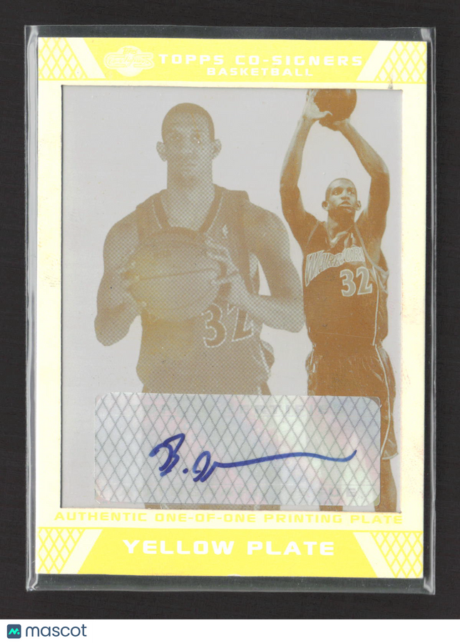 2007 Topps Co-Signers Brandan Wright #89 Yellow Printing Plate Auto 1/1