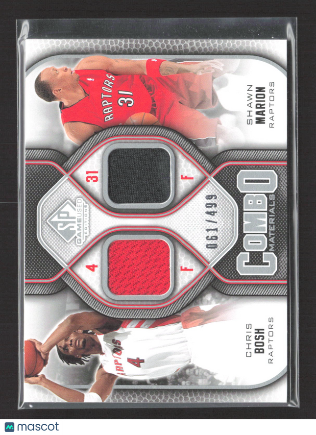 2009 UD SP Game Used Combo Chris Bosh Shawn Marion #CM-CS /499 Dual Jersey