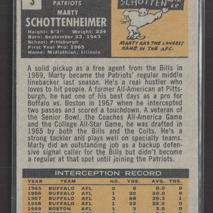 1971 Topps Marty Schottenheimer #3